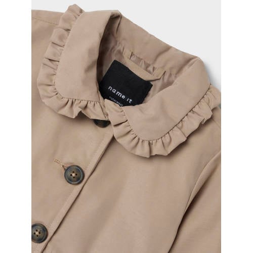 Name it MINI coat zomer NMFMADELIN lichtbruin Jas Meisjes Polyester Klassieke kraag 104
