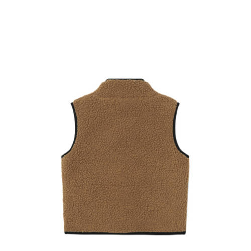 Name it MINI bodywarmer NMMMAGOT bruin zwart Jongens Teddy Opstaande kraag 110