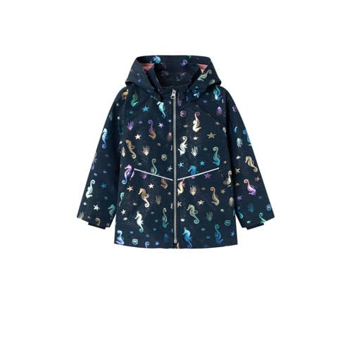 NAME IT MINI zomerjas NMFMAXI met all over print donkerblauw/multicolor Meisjes Polyester Capuchon - 104