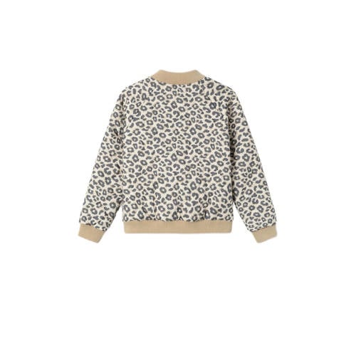 name it KIDS quilted bomberjack NKFMASJA met panterprint lichtzand Jas Beige Meisjes Polyester Ronde hals 116