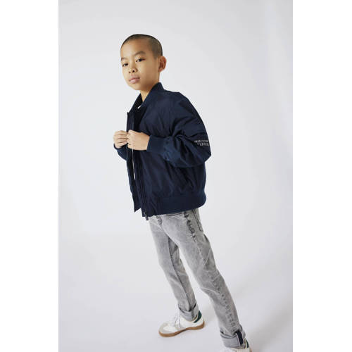 name it KIDS bomberjack zomer NKMMACA met tekst donkerblauw Jas Jongens Polyester Ronde hals 116