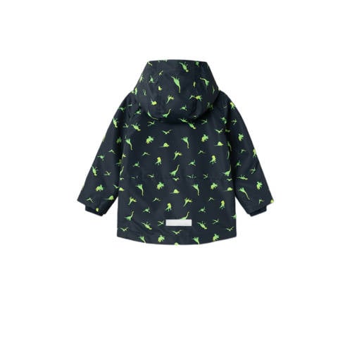 Name it MINI zomerjas NMMMAX met all over print donkerblauw felgroen Jongens Gerecycled polyester Capuchon 110