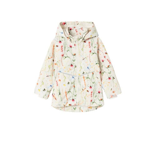 NAME IT MINI zomerjas NMFMAXI met all over print ecru/multicolor Meisjes Polyester Capuchon