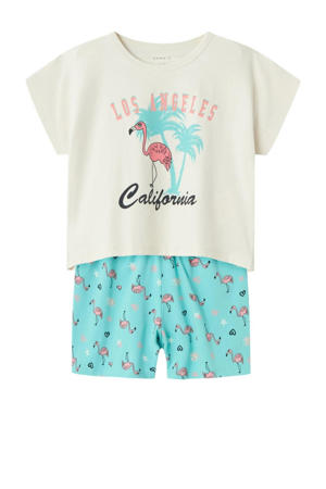 shortama NKFNIGHTSET met all over print zeeblauw/ecru