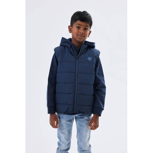 name it KIDS bodywarmer NKMMYLANE donkerblauw Jongens Gerecycled polyester Opstaande kraag 116