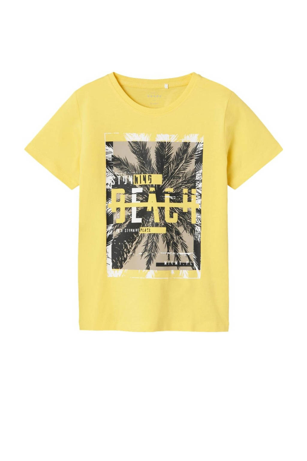 T-shirt NKMVICTOR met printopdruk geel