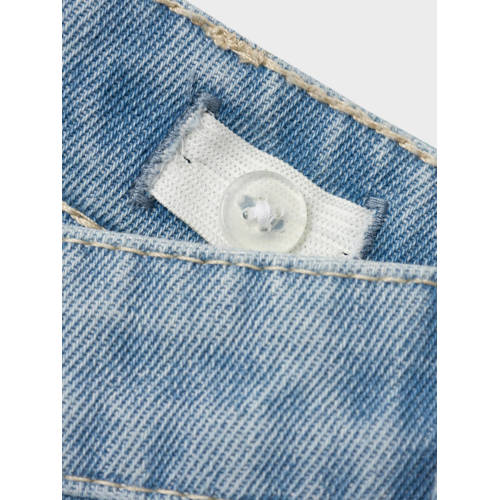 Name it KIDS gebloemde straight fit jeans NKFROSE light blue denim Blauw Meisjes Stretchdenim 152