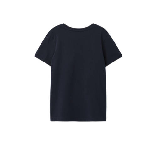 Name it KIDS T-shirt NKMVOTO met printopdruk donkerblauw relax Jongens Katoen Ronde hals 122 128