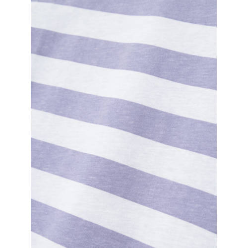 name it KIDS gestreept T-shirt NKFVITANNI lila wit Paars Meisjes Katoen Ronde hals 122 128