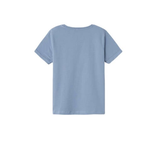 Name it KIDS T-shirt NKMVOTO met printopdruk blauwgrijs Jongens Stretchkatoen Ronde hals 122 128