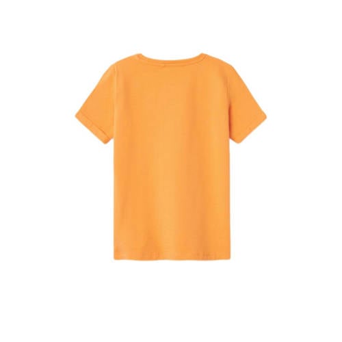 Name it KIDS T-shirt NKMVOTO met printopdruk oranje Jongens Stretchkatoen Ronde hals 122 128