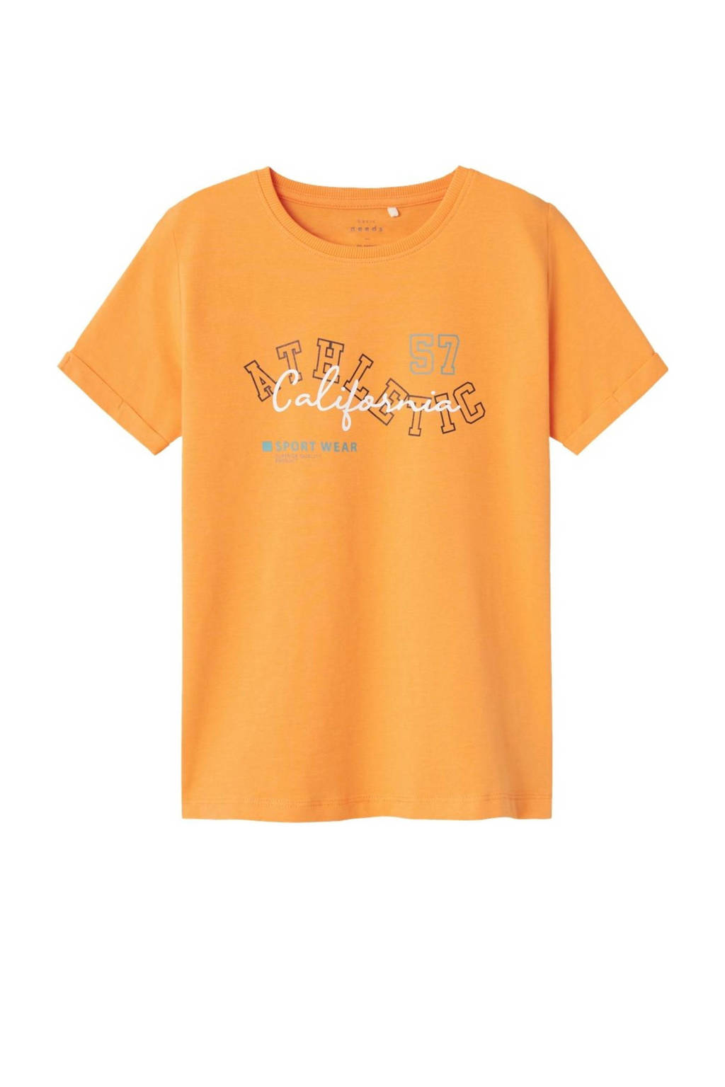 T-shirt NKMVOTO met printopdruk oranje