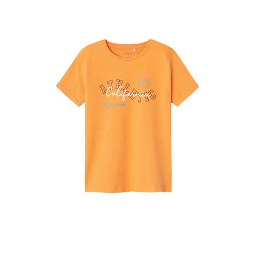 NAME IT KIDS T-shirt NKMVUX met printopdruk oranje Jongens Stretchkatoen Ronde hals
