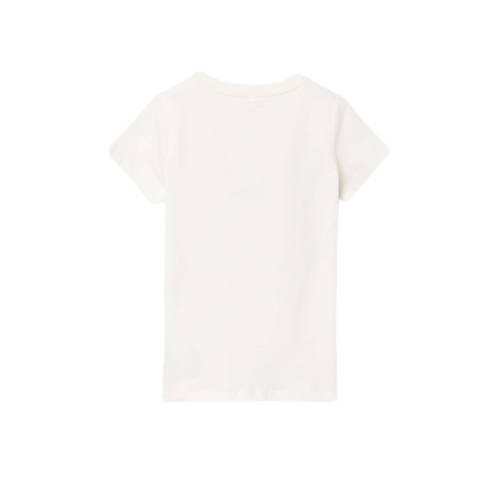 name it KIDS T-shirt NKFDATRUNTE met printopdruk wit Meisjes Katoen Ronde hals 116