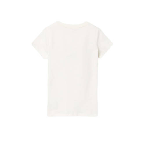 name it KIDS T-shirt NKFDATRUNTE met printopdruk wit Meisjes Biologisch katoen Ronde hals 116