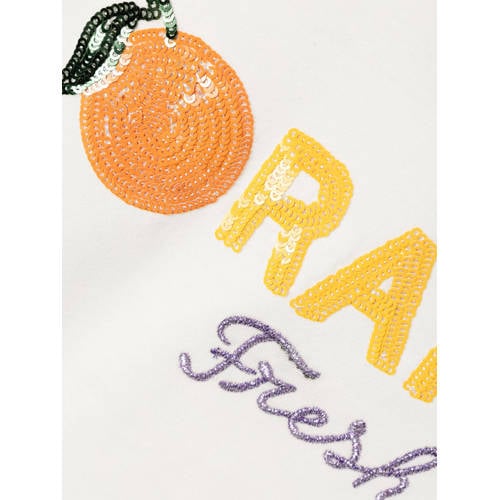 name it KIDS T-shirt NKFDATRUNTE met printopdruk wit Meisjes Katoen Ronde hals 116