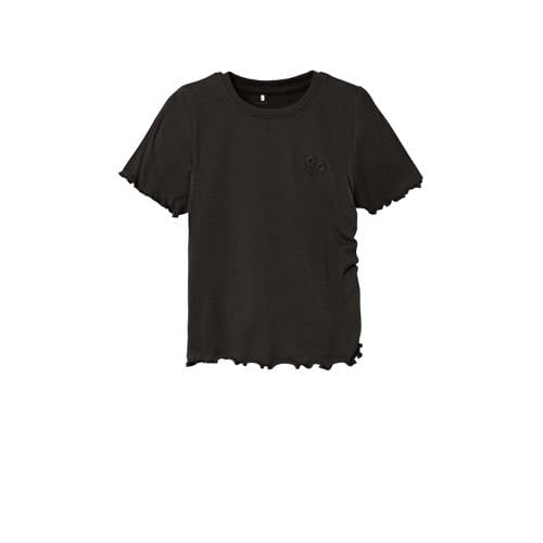 NAME IT KIDS T-shirt NKFDALILLA zwart Meisjes Biologisch katoen Ronde hals