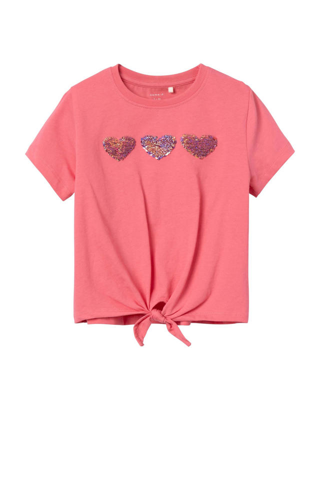NAME IT KIDS T-shirt NKFDOSTAR met printopdruk en pailletten