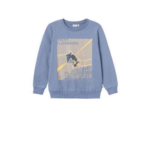 NAME IT KIDS sweater NKMDUTPAK met printopdruk zachtblauw Printopdruk - 116