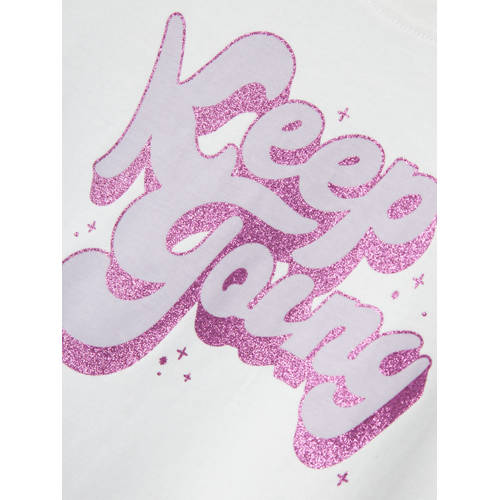 name it KIDS T-shirt NKFVEEN met printopdruk wit Meisjes Katoen Ronde hals 116