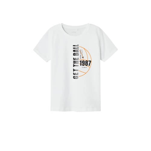 NAME IT KIDS T-shirt NKMVUX met printopdruk wit Jongens Stretchkatoen Ronde hals