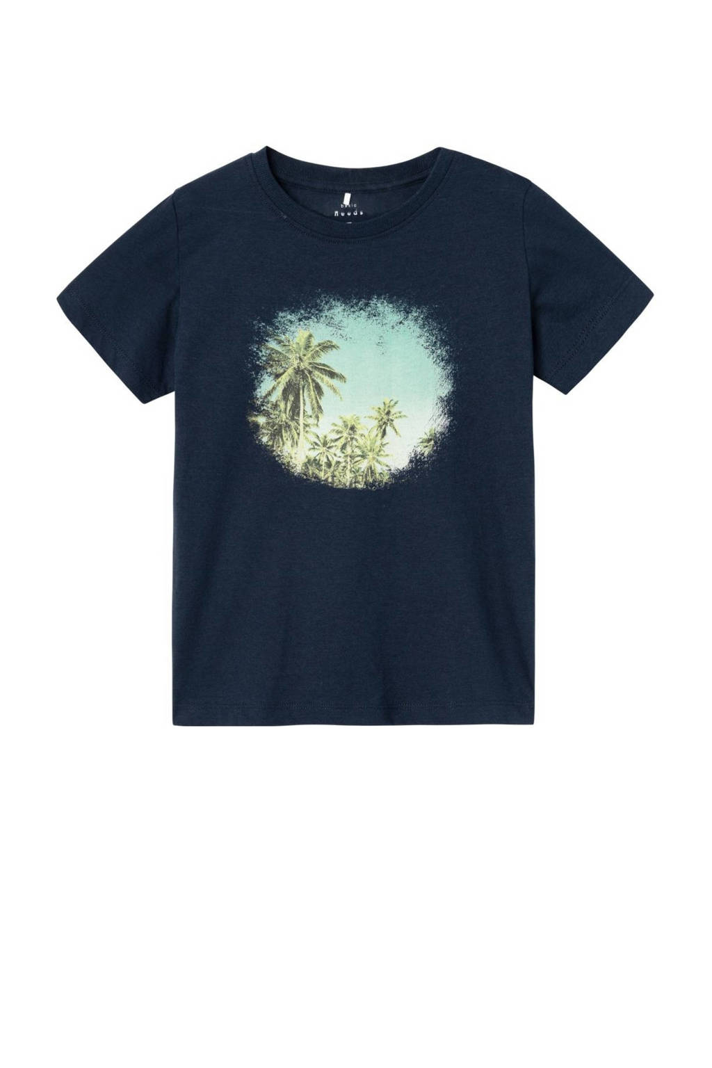 T-shirt NKMVOTO met printopdruk donkerblauw palms