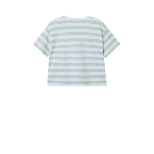 name it KIDS gestreept T-shirt NKFVITANNI zachtgroen wit Meisjes Katoen Ronde hals 122 128