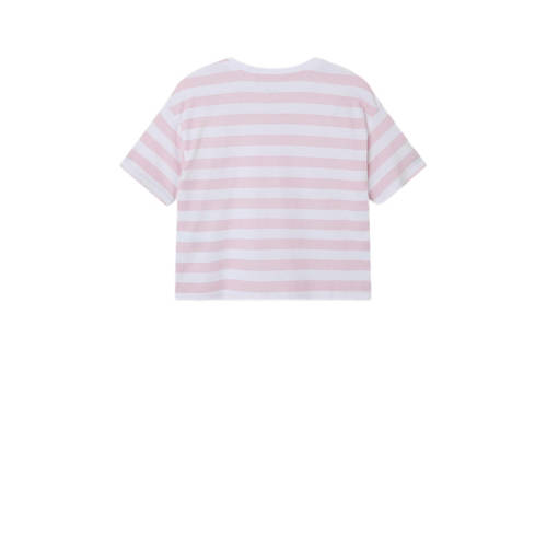 Name it KIDS gestreept T-shirt NKFVITANNI roze wit Meisjes Katoen Ronde hals 122 128