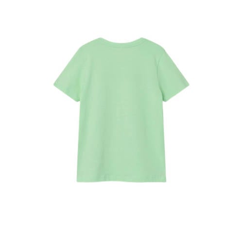 name it KIDS T-shirt NKMVOTO met printopdruk lichtgroen Jongens Katoen Ronde hals 116