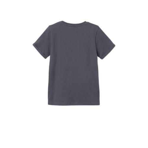 name it KIDS T-shirt NKMDEFAN met printopdruk blauwgrijs Jongens Biologisch katoen Ronde hals 116