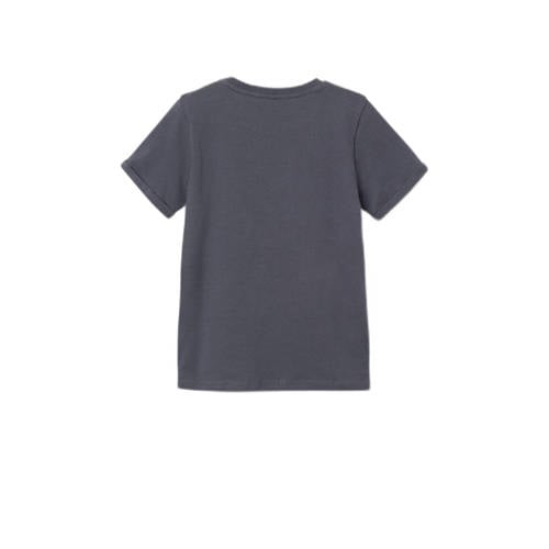 name it KIDS T-shirt NKMDEFAN met printopdruk blauwgrijs Jongens Katoen Ronde hals 116