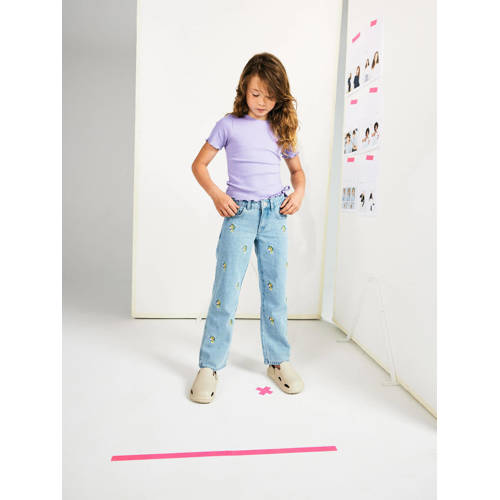 name it KIDS T-shirt NKFDALILLA lila Paars Meisjes Katoen Ronde hals Effen 116