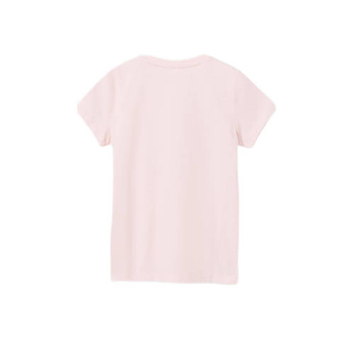 name it KIDS T-shirt NKFDATRUNTE met printopdruk lichtroze Meisjes Biologisch katoen Ronde hals 116