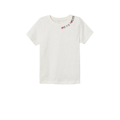 NAME IT KIDS T-shirt NKFFOLEJMA met tekst wit/zwart Meisjes Katoen Ronde hals - 116