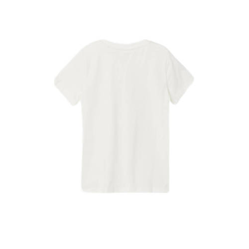 Name it KIDS T-shirt NKFDISMILLA met printopdruk wit goud Meisjes Biologisch katoen Ronde hals 134 140