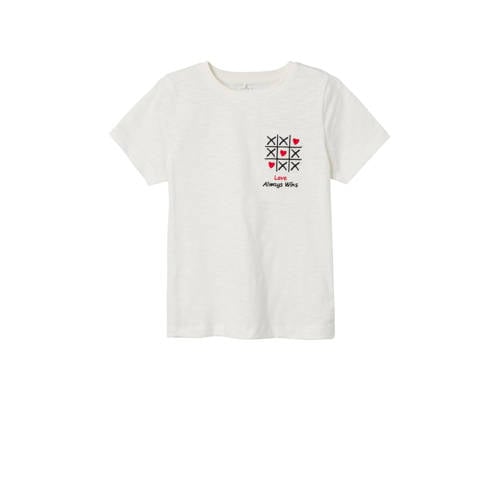 NAME IT KIDS T-shirt NKFFOLEJMA wit/rood Meisjes Biologisch katoen Ronde hals