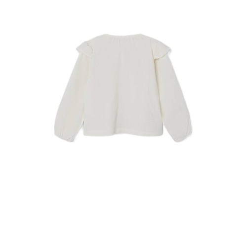 Name it MINI blouse NMFDEKAREN met ruches offwhite Wit Meisjes Polyester Ronde hals 104