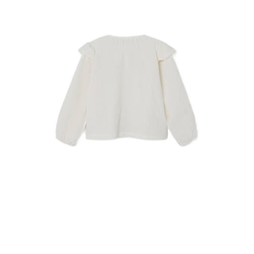 Name it MINI blouse NMFDEKAREN met ruches offwhite Wit Meisjes Polyester Ronde hals 104