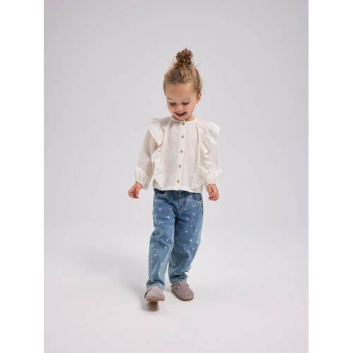 name it MINI blouse NMFDEKAREN met ruches offwhite Wit Meisjes Polyester Ronde hals 80