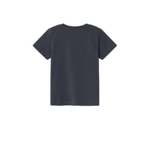 Name it MINI T-shirt NMMVICTOR met printopdruk donkerblauw Bruin Jongens Katoen Ronde hals 122 128