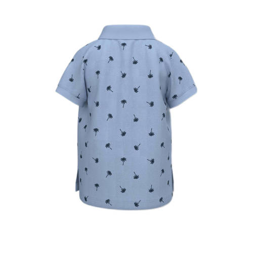 name it MINI polo NMMVOLO met all over print lichtblauw donkerblauw Jongens Stretchkatoen Polokraag 80