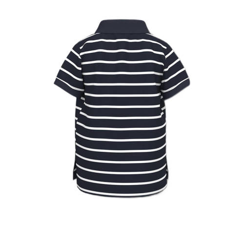 Name it MINI gestreepte polo NMMVOLO donkerblauw wit Jongens Stretchkatoen Polokraag 104