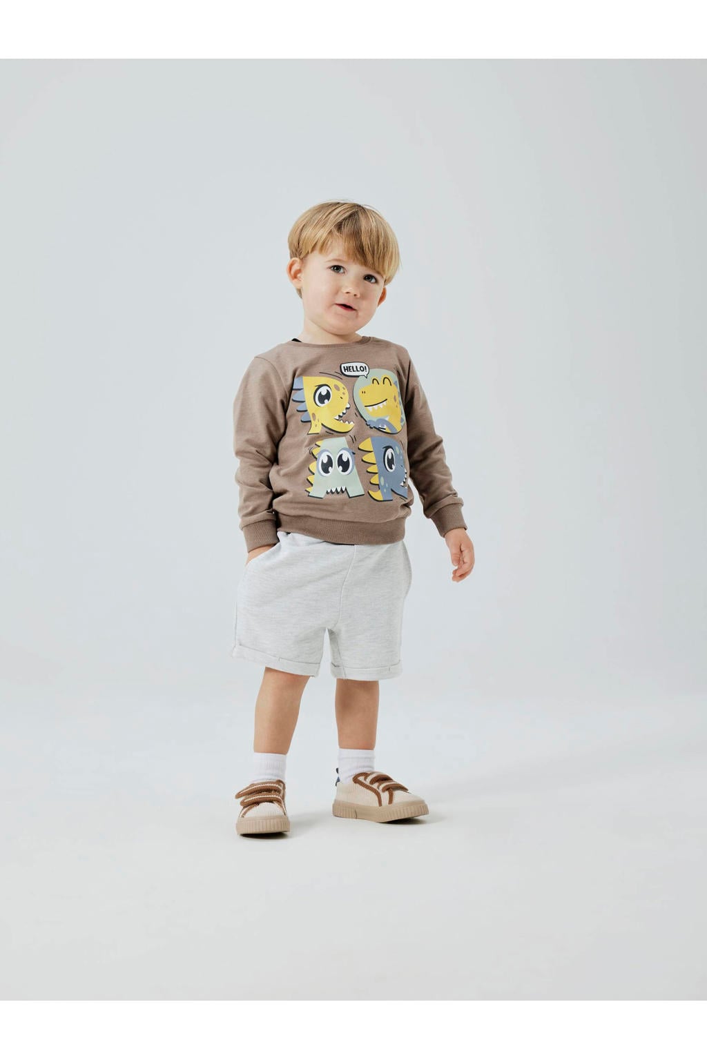 NAME IT MINI sweatshort NMMVASSE lichtgrijs melange