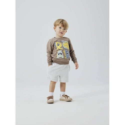 NAME IT MINI sweatshort NMMVASSE lichtgrijs melange Korte broek Jongens Katoen