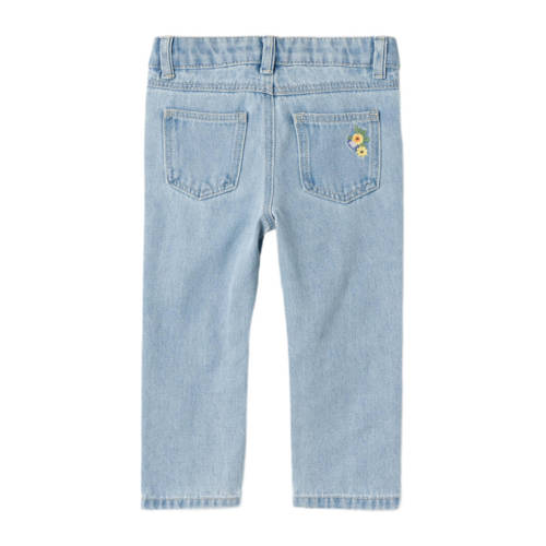 name it MINI gebloemde regular fit jeans NMFROSE light blue denim Blauw Meisjes Stretchdenim 80