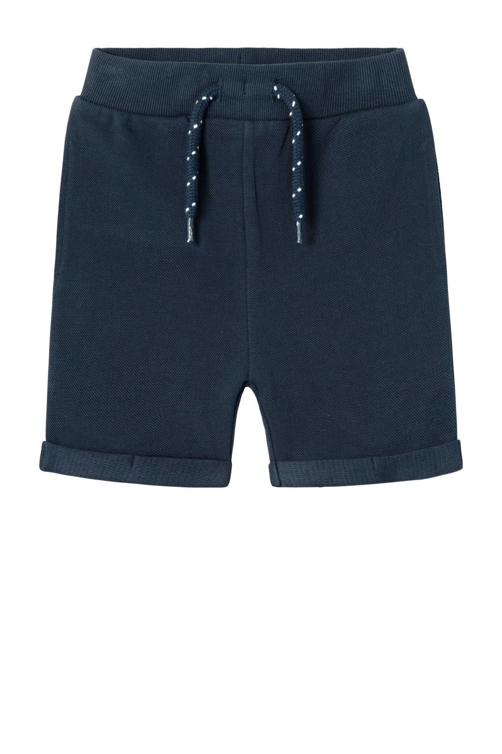 Donkerblauwe jongens NAME IT MINI sweatshort met regular waist, elastische tailleband met koord en effen