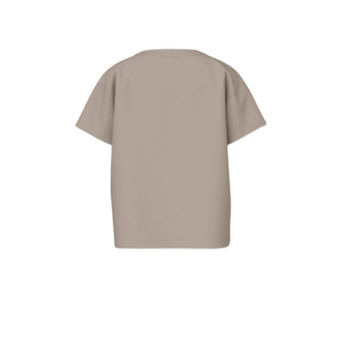 Name it MINI T-shirt NMMVILIAN met printopdruk zand Beige Jongens Katoen Ronde hals 122 128