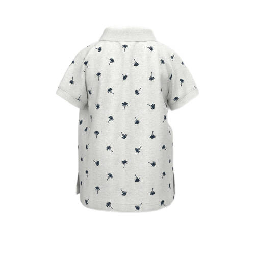 name it MINI polo NMMVOLO met all over print wit donkerblauw Jongens Stretchkatoen Polokraag 80