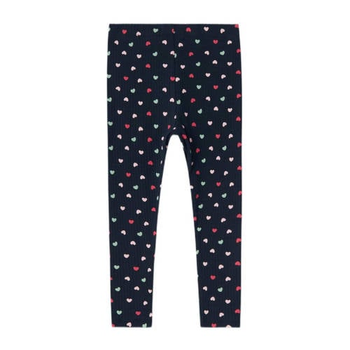 Name it MINI legging NMFVIPIA met hartjes donkerblauw roze Meisjes Katoen 104