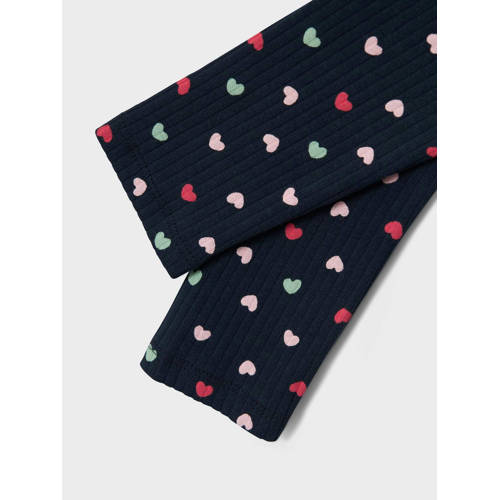 name it MINI legging NMFVIPIA met hartjes donkerblauw roze Meisjes Katoen 80